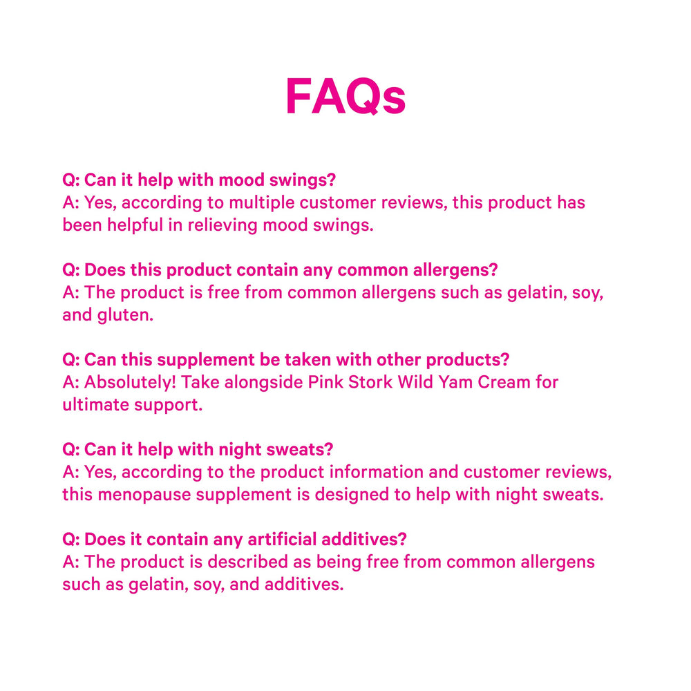 Pink Stork Menopause Support vegan label close-up confirms estrogen-free choice.