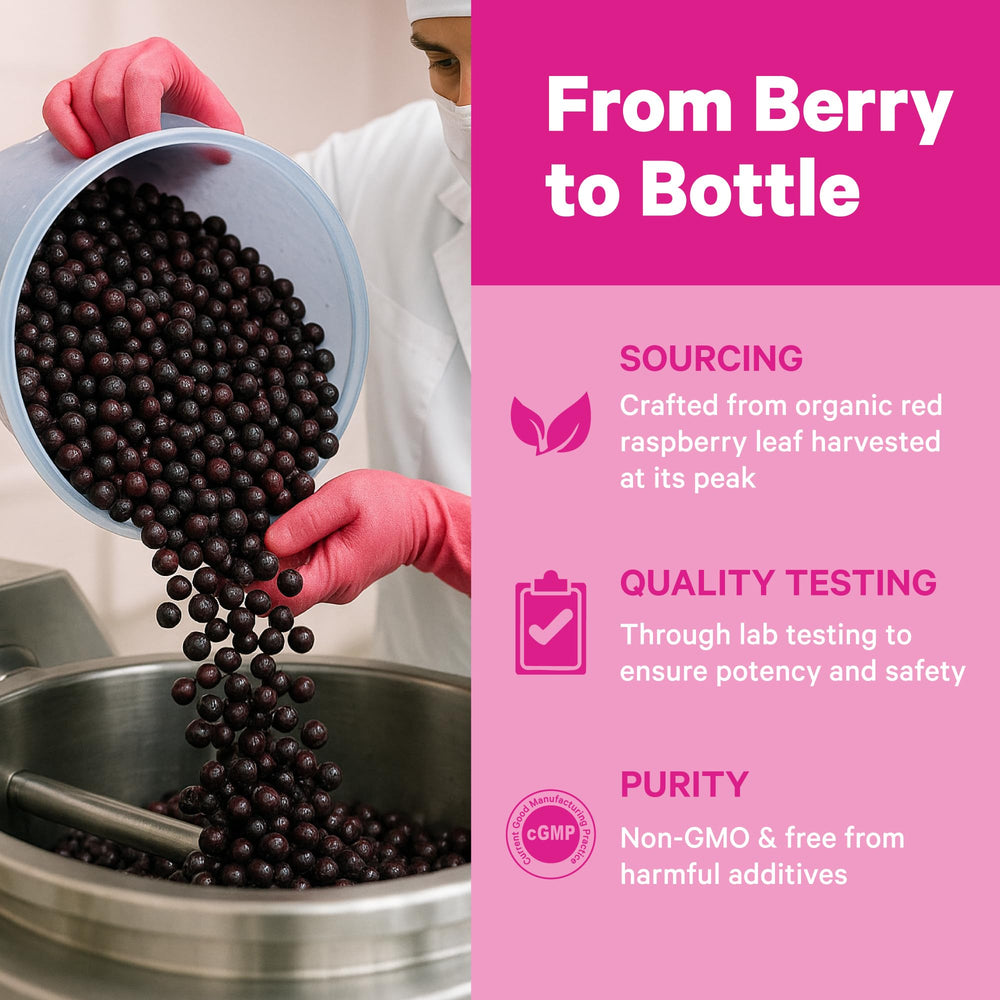 Pink Stork Organic Vitex capsules close-up for daily cycle rhythm support.