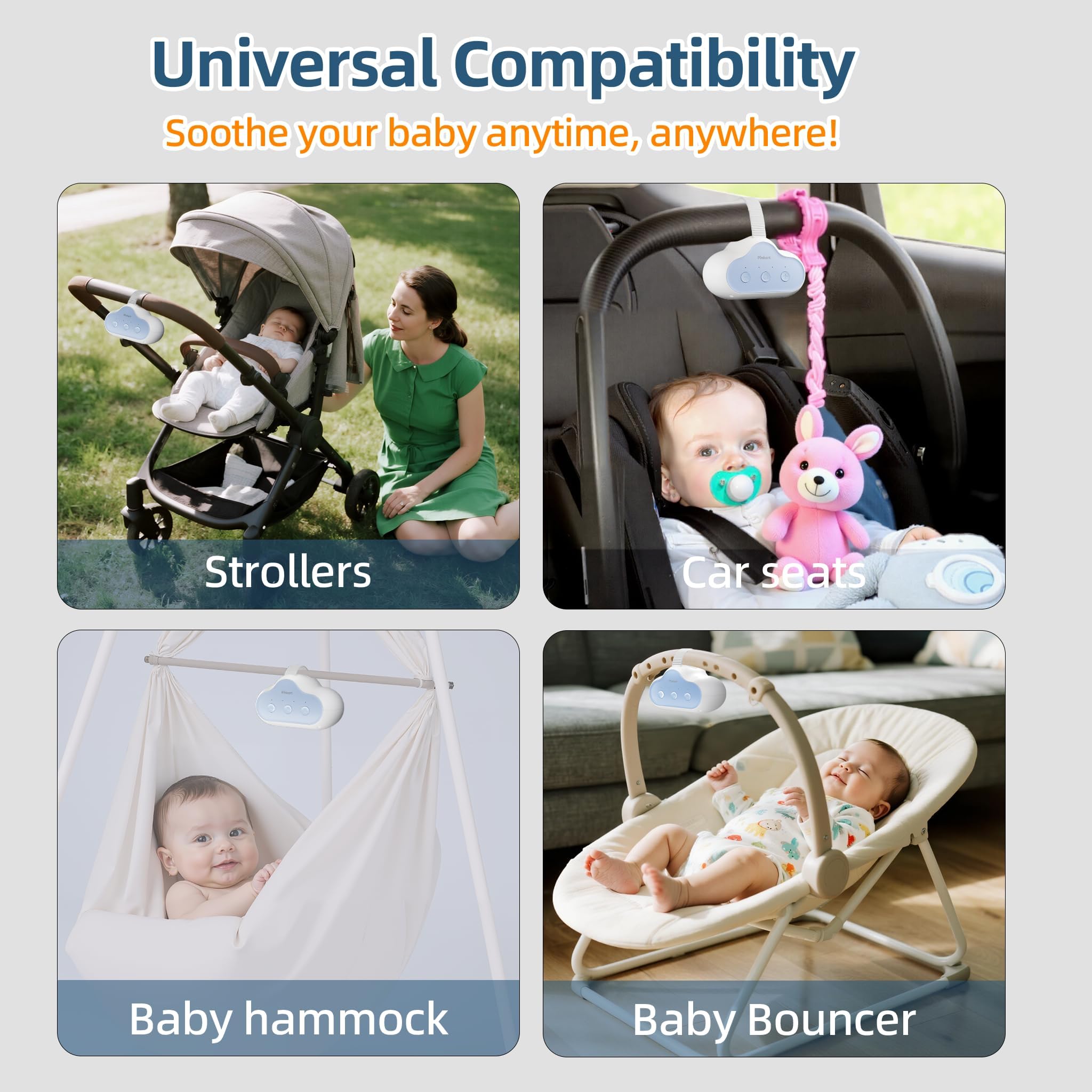 Pinkart stroller rocker bracket attachment demonstrates secure, hands-free setup for on-the-go use.
