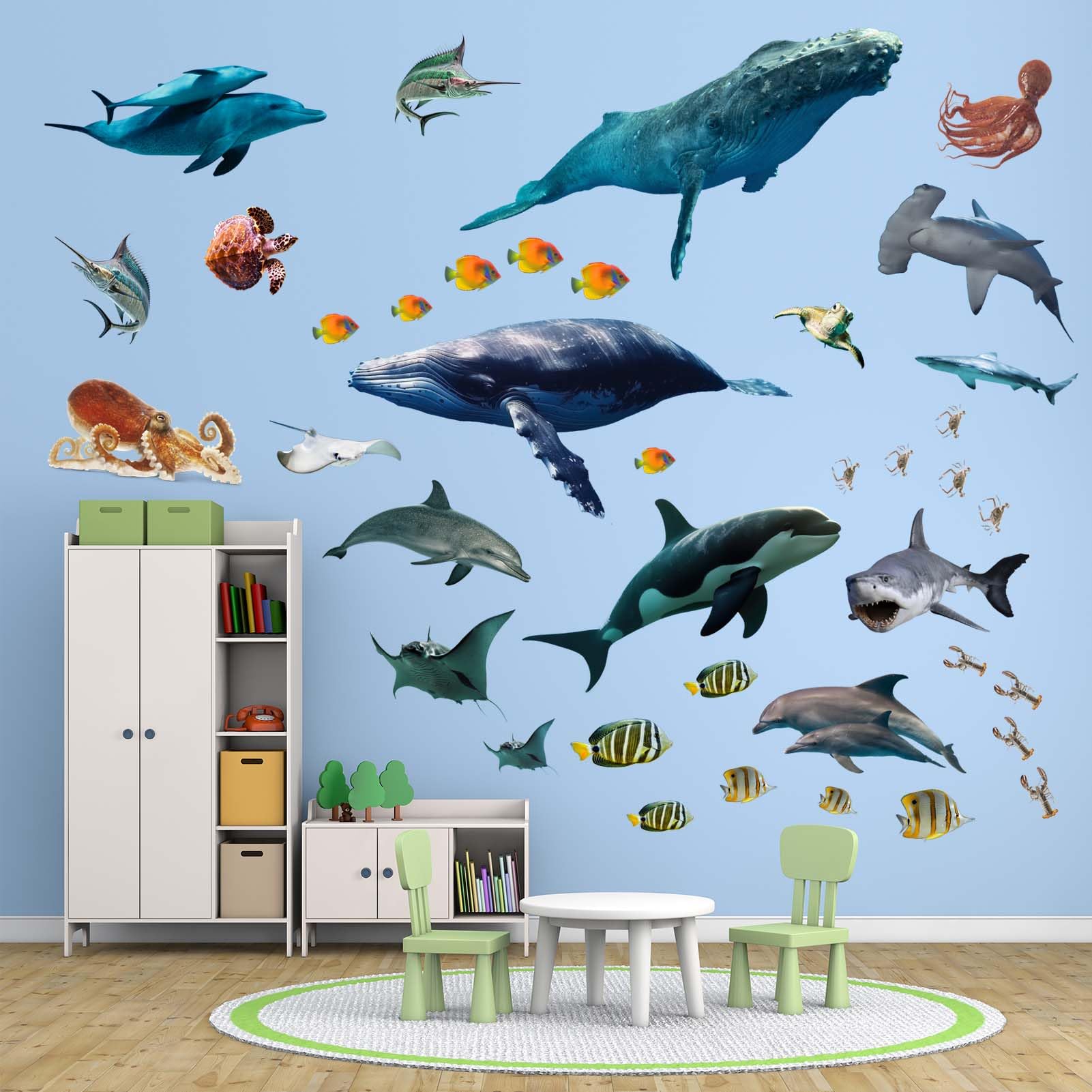 PinkEleph Under The Sea whale sticker adds playful ocean charm to a nursery wall