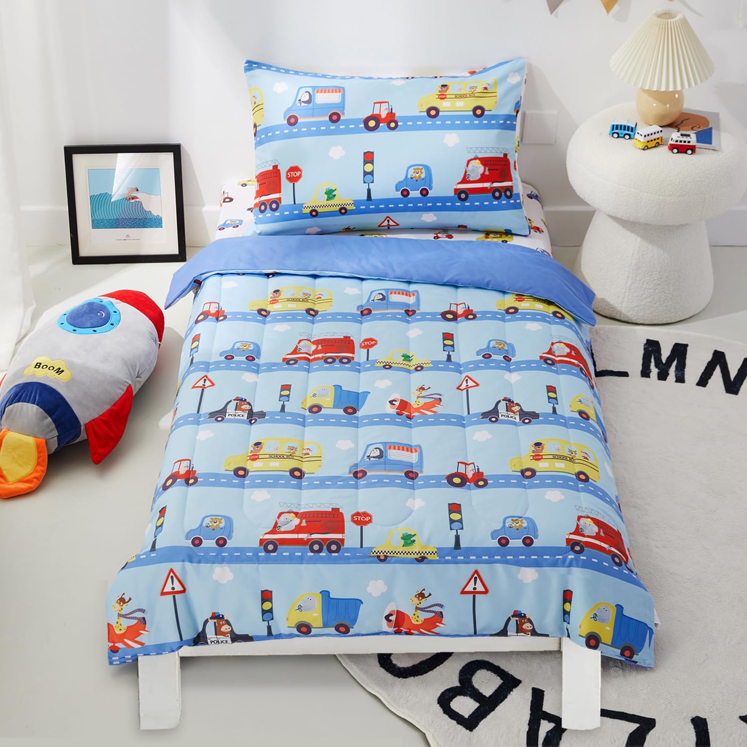 PINNKKU toddler bedding flat sheet for crib-to-toddler transition, soft and breathable.