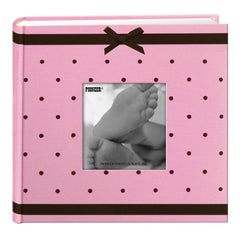 Pioneer Photo Albums Baby Dot Fabric Frame on pink-brown cover keeps memories organized.