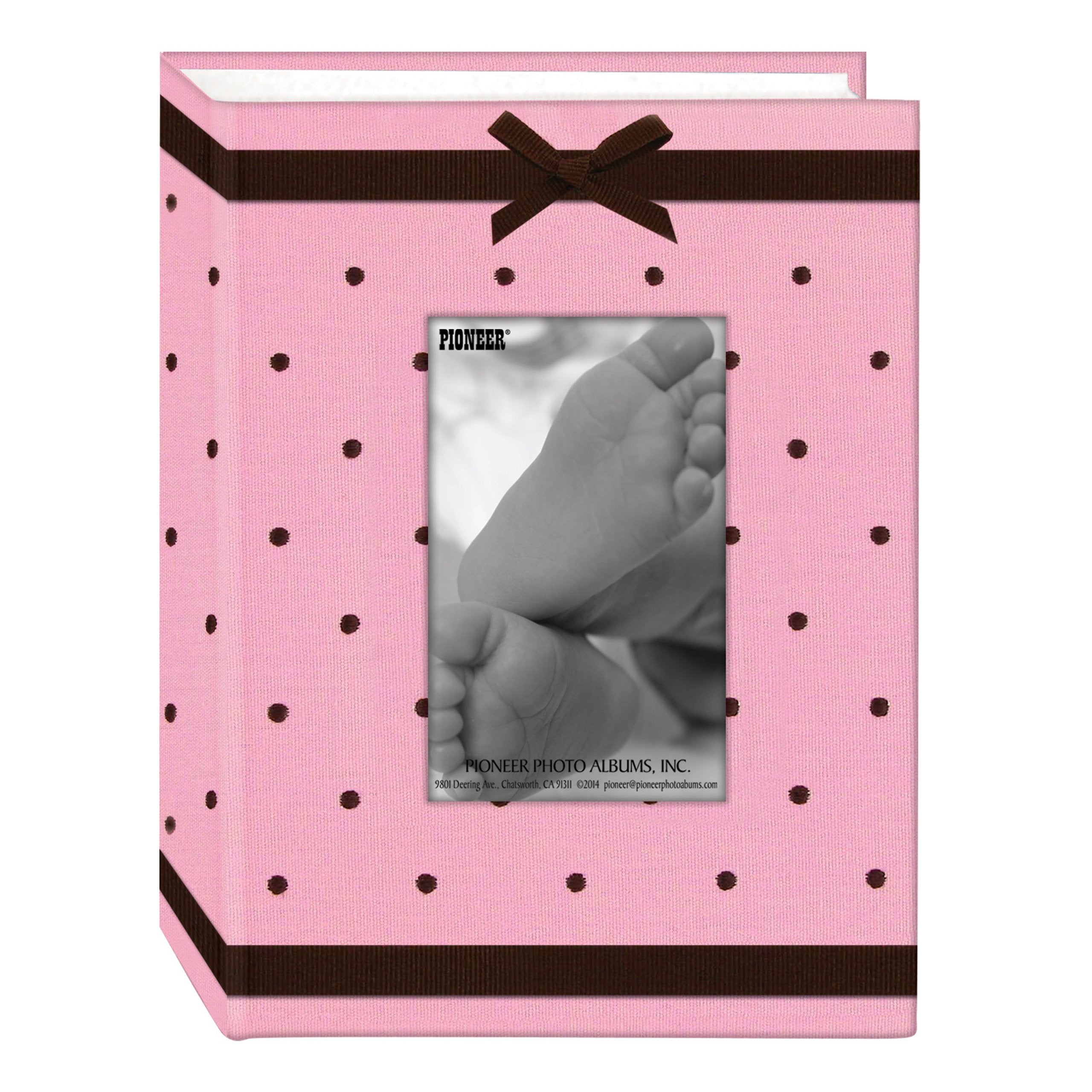 Pioneer BEM-100 pink photo album cover with embroidered fabric for keepsakes