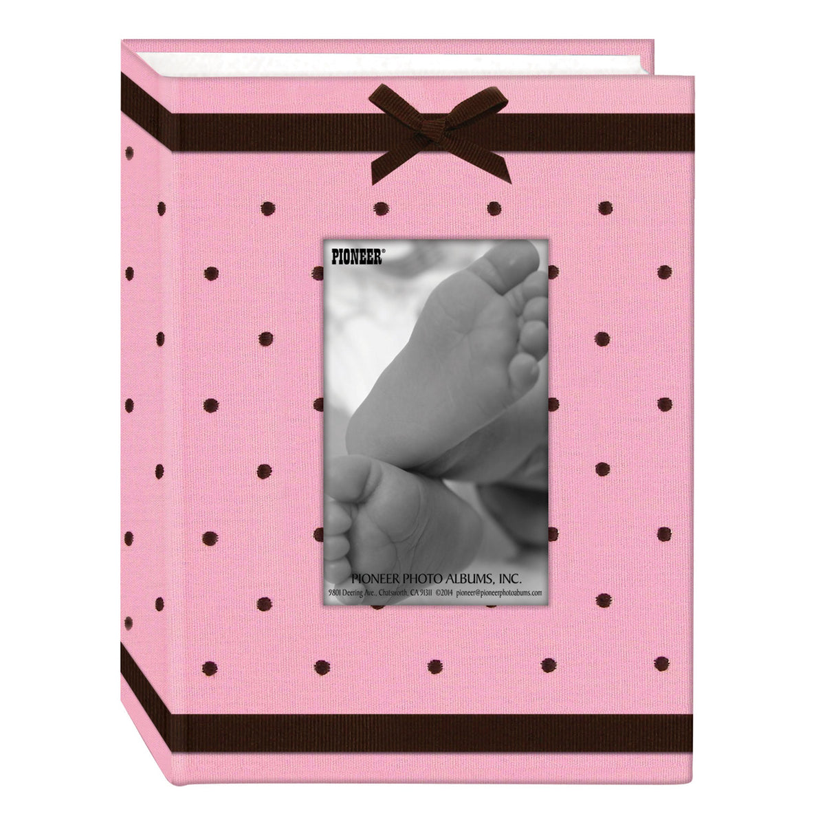 Pioneer BEM-100 pink photo album cover with embroidered fabric for keepsakes