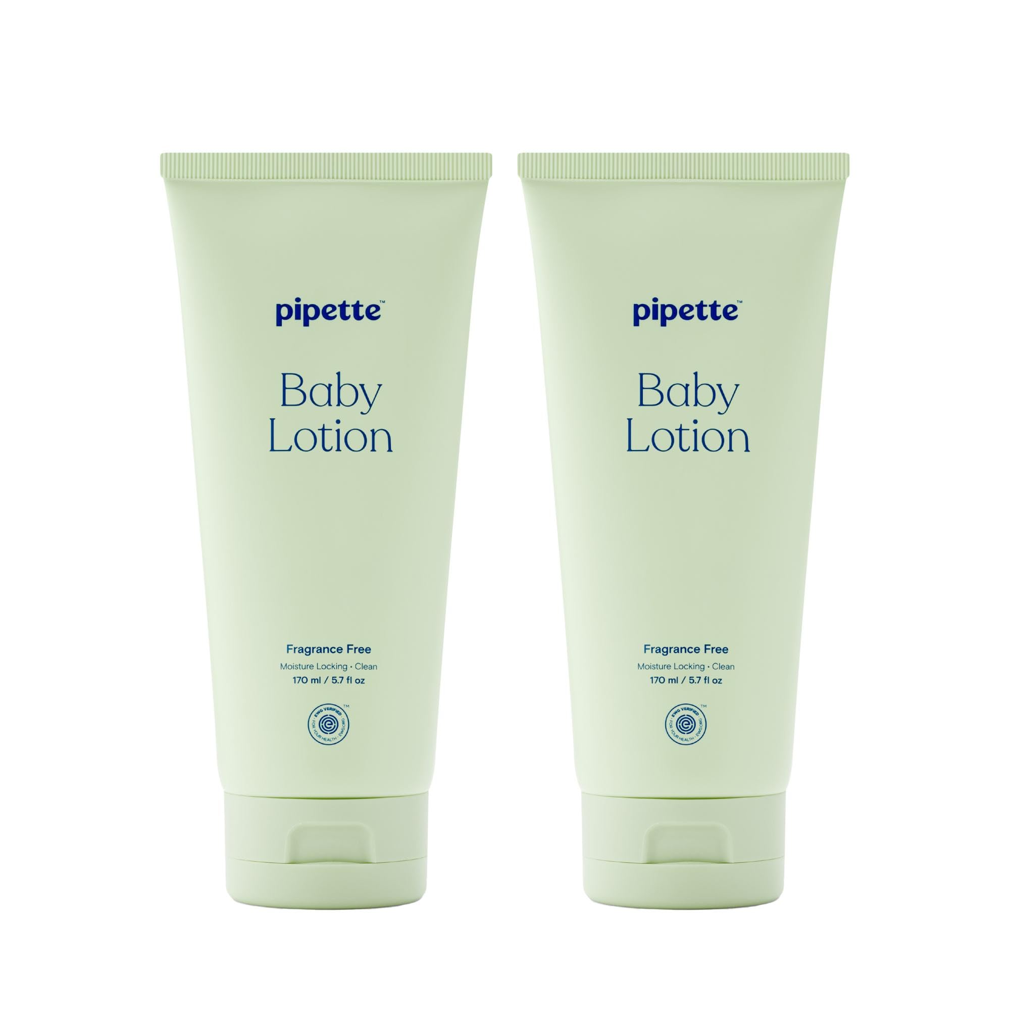 Pipette Baby Lotion bottle close-up highlighting fragrance-free formula for sensitive skin