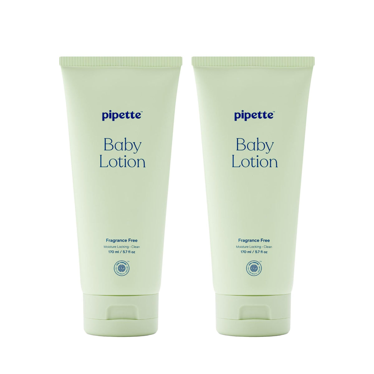 Pipette Baby Lotion bottle close-up highlighting fragrance-free formula for sensitive skin