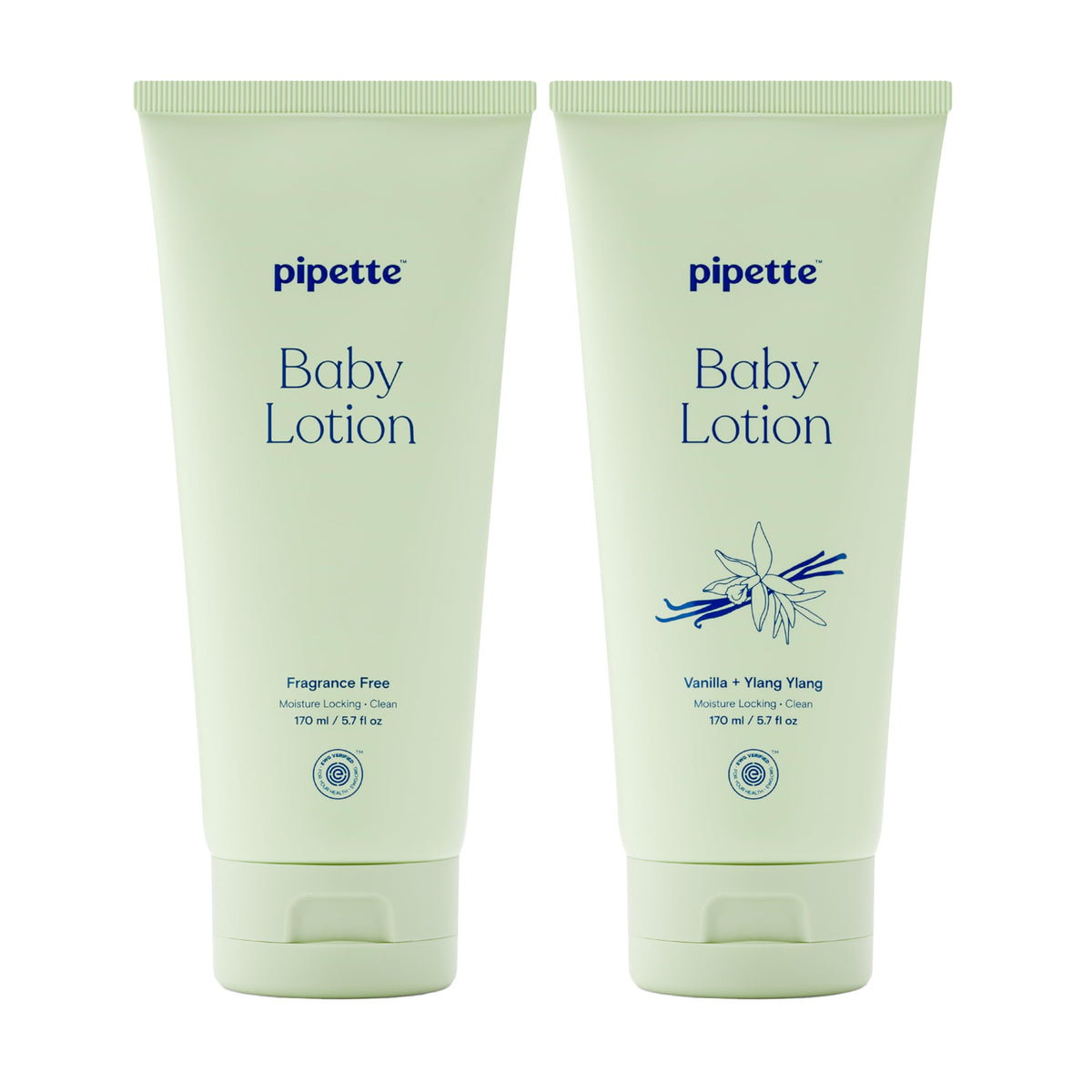 Pipette Baby Lotion Discovery Duo fragrance-free bottle showing gentle hydration for sensitive skin