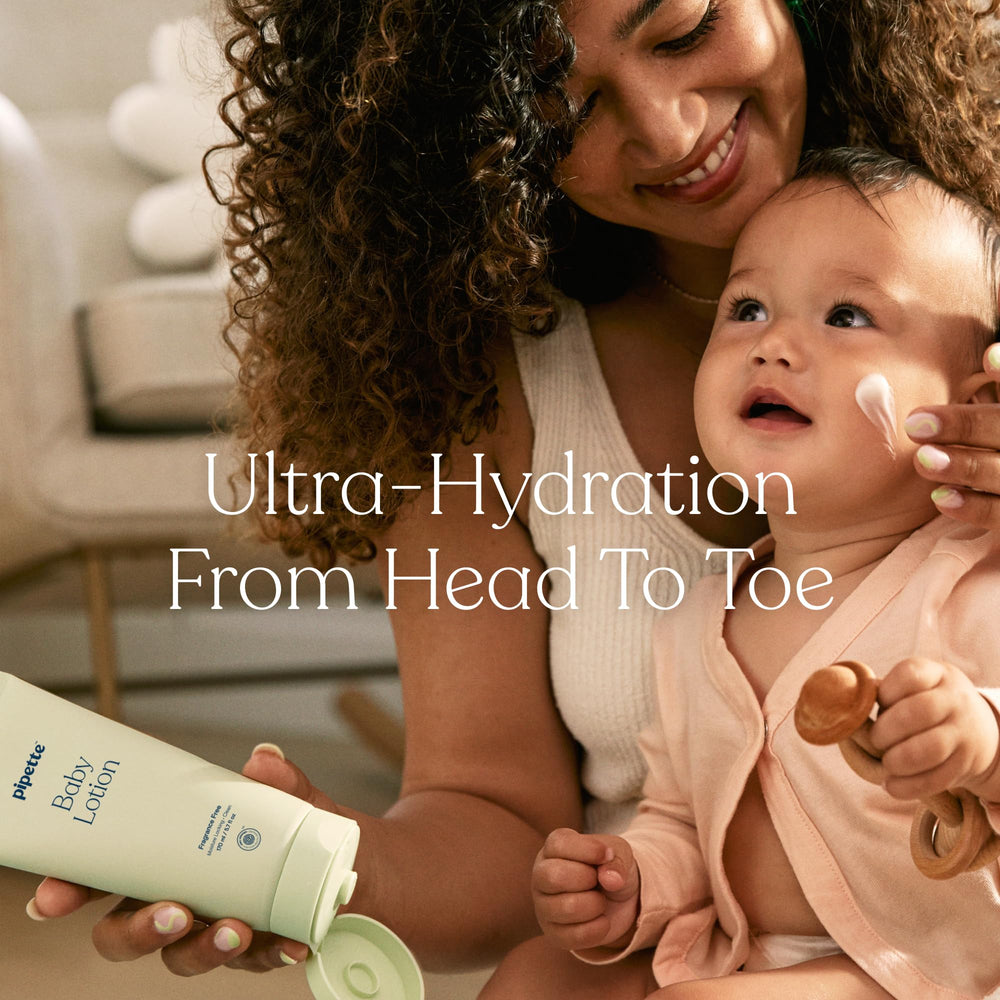 Pipette Baby Lotion Discovery Duo hands applying lotion for quick, gentle hydration