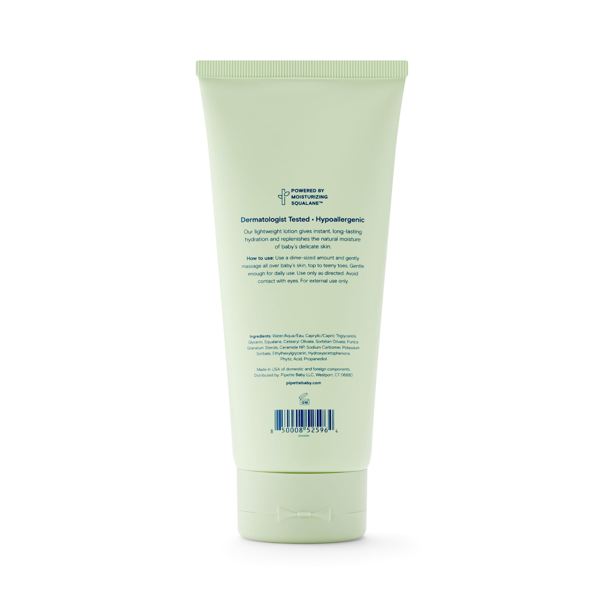 Pipette Baby Lotion Discovery Duo squalane bottle emphasizes renewable hydration