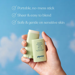 Pipette sunscreen stick on arm demonstrating quick coverage