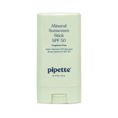 Pipette baby mineral sunscreen stick close-up showing travel-friendly compact