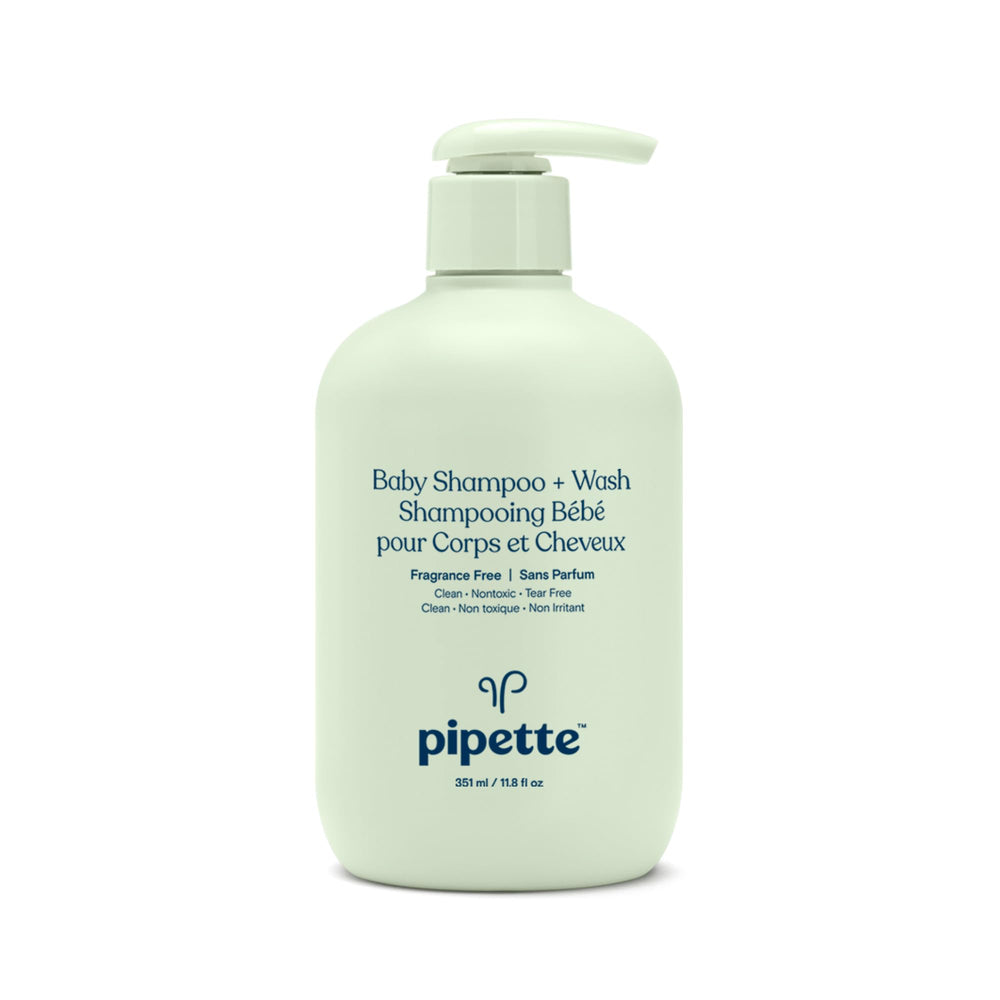 Pipette baby shampoo bottle pour for easy bath time preparation.