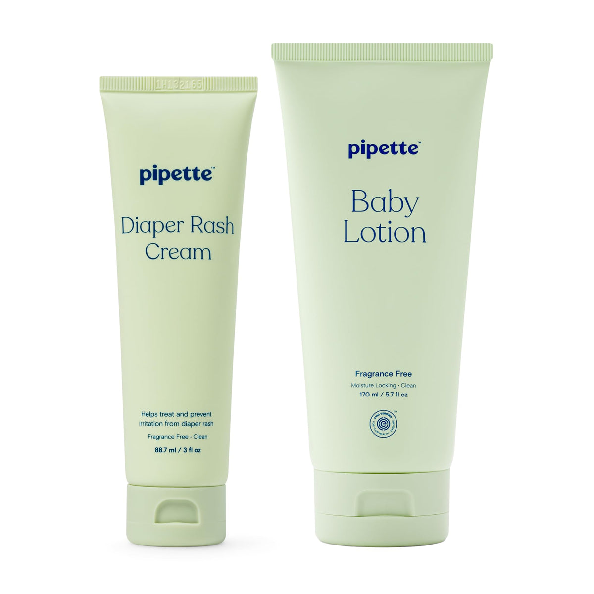 Pipette fragrance-free diaper cream tube closeup showing gentle barrier support for delicate skin.