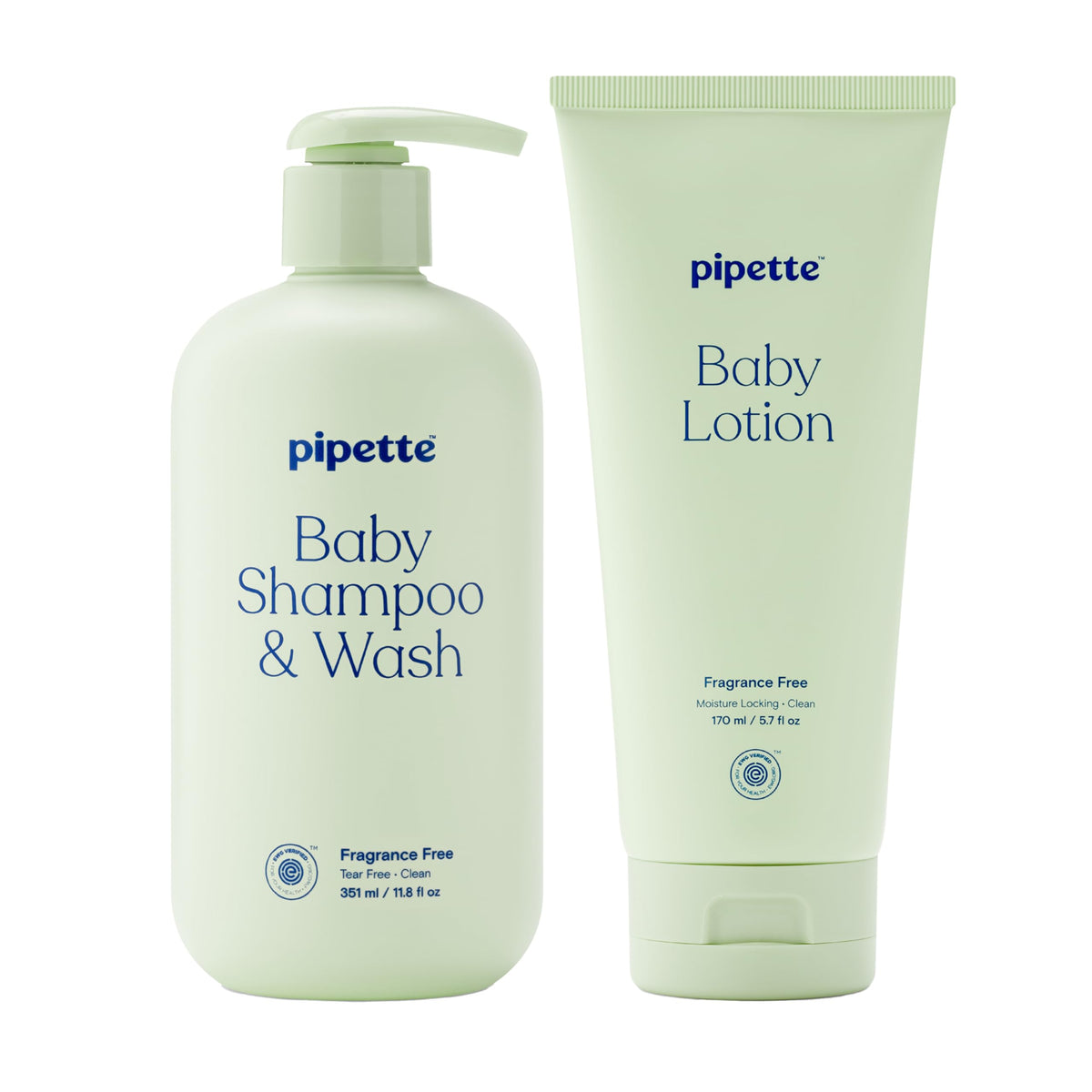 Pipette fragrance-free wash and shampoo for newborn skin, gentle cleansing.
