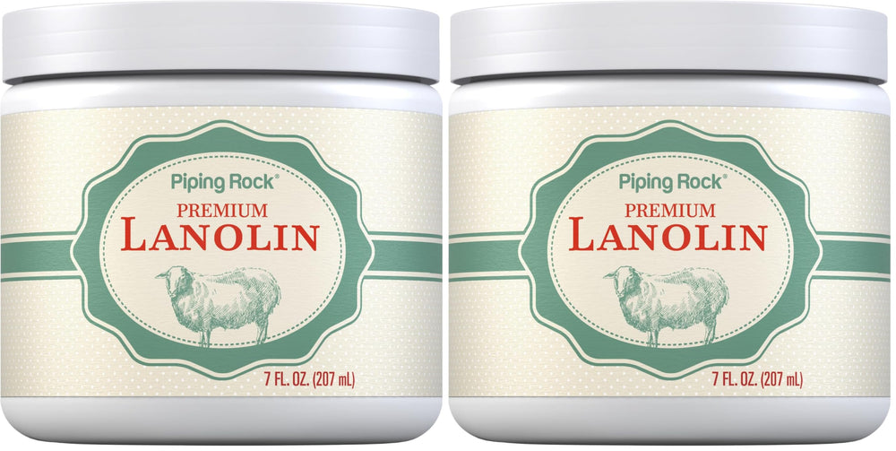 Piping Rock Lanolin Nipple Cream bottle close-up showing soothing hydration.