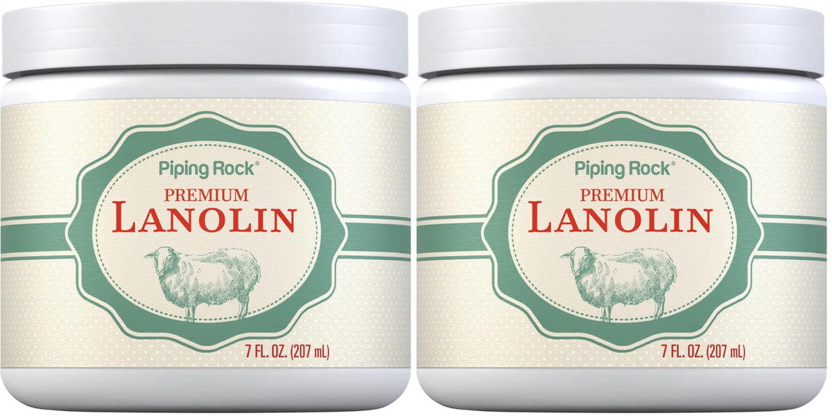 Piping Rock Lanolin Nipple Cream bottle close-up showing soothing hydration.