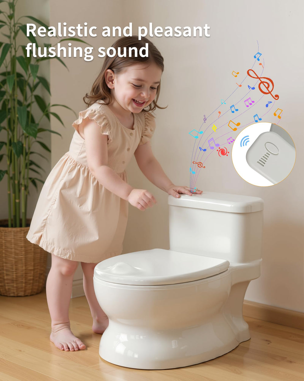 PipNest built-in splash guard minimizes messes during potty training