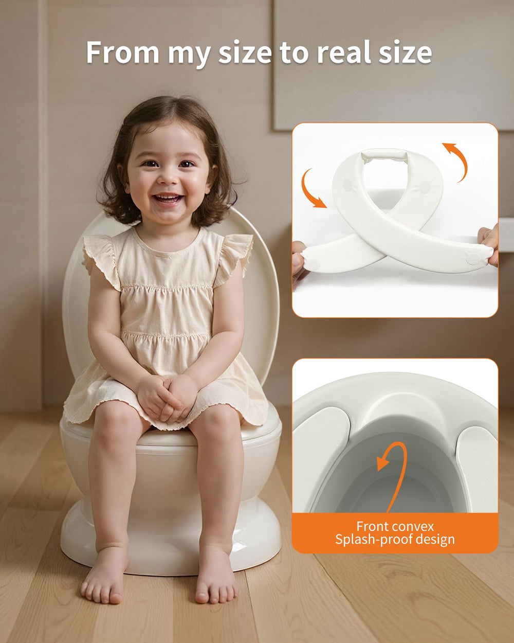 PipNest removable seat enables a smooth transition to a regular toilet