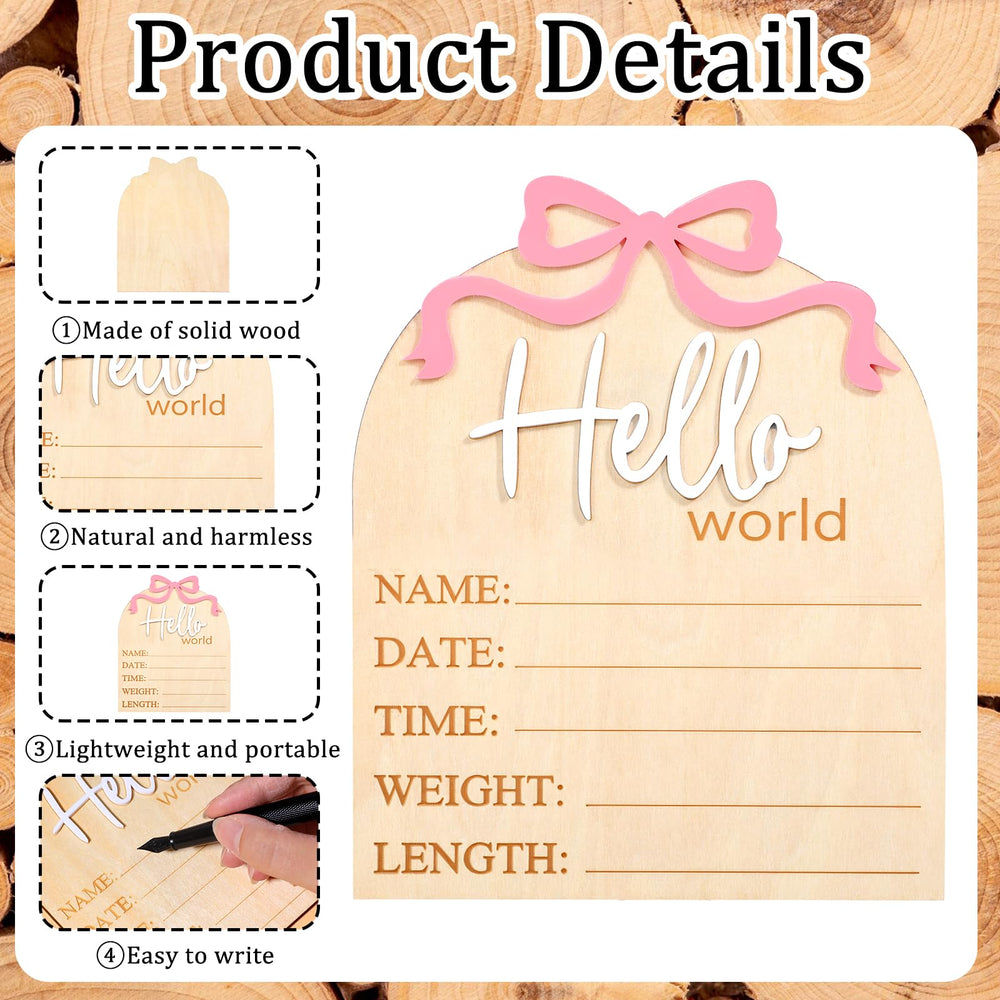 Piriuuo birth sign for hospital, wooden plaque with soft pink accents for nursery memories.