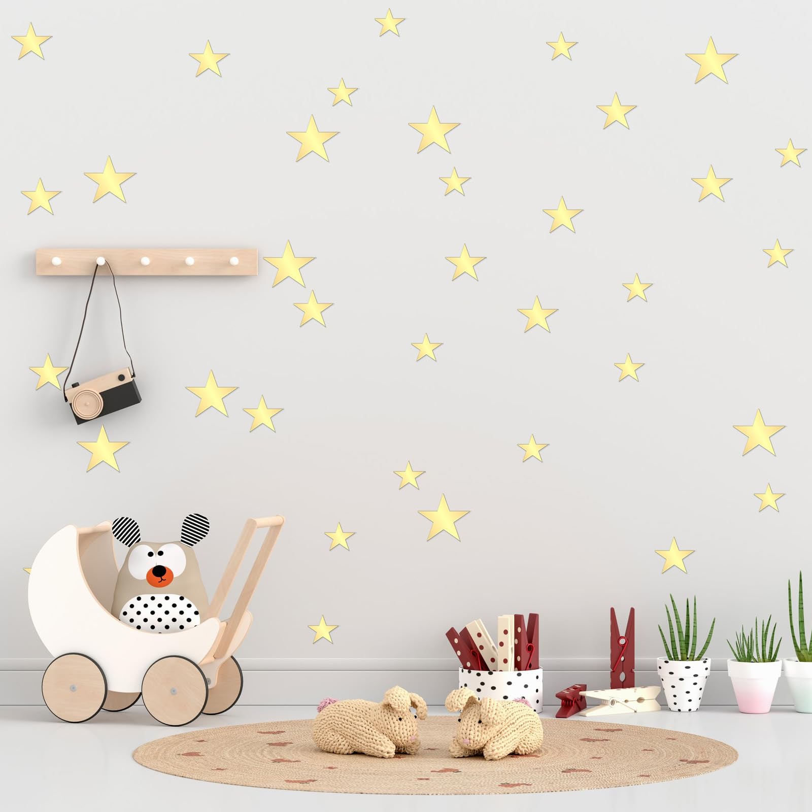 Piriuuo gold star wall decal on kid's room wall for imagination