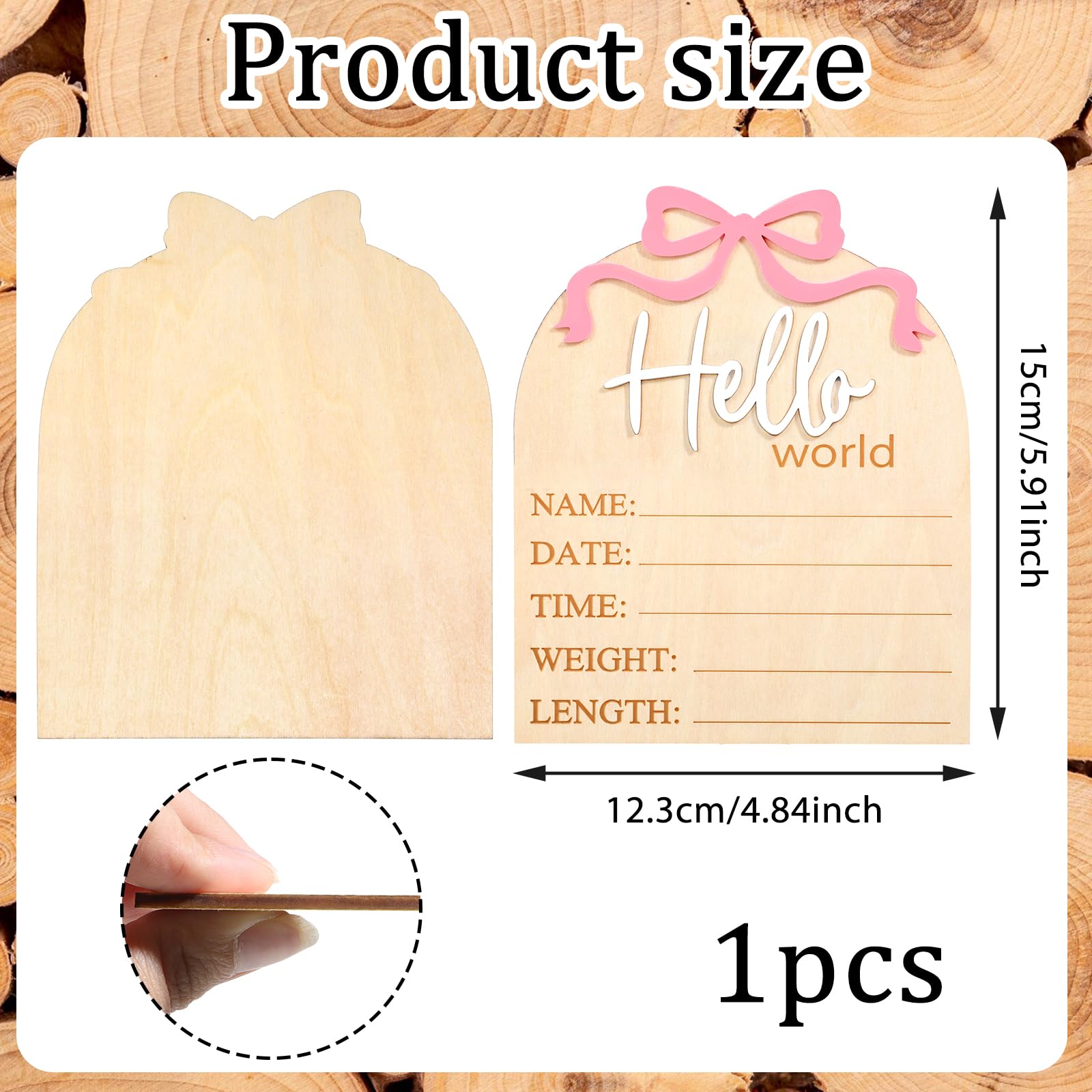 Piriuuo newborn birth-announcement sign in wood, ideal for hospital keepsakes and wall displays.