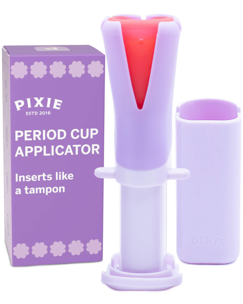 Pixie Cup applicator shows easy insertion for first-time users.
