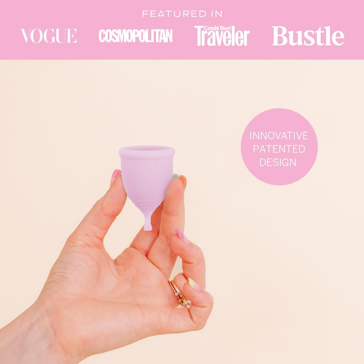 Pixie Cup extra-small blush model highlights compact, discreet size for a petite fit