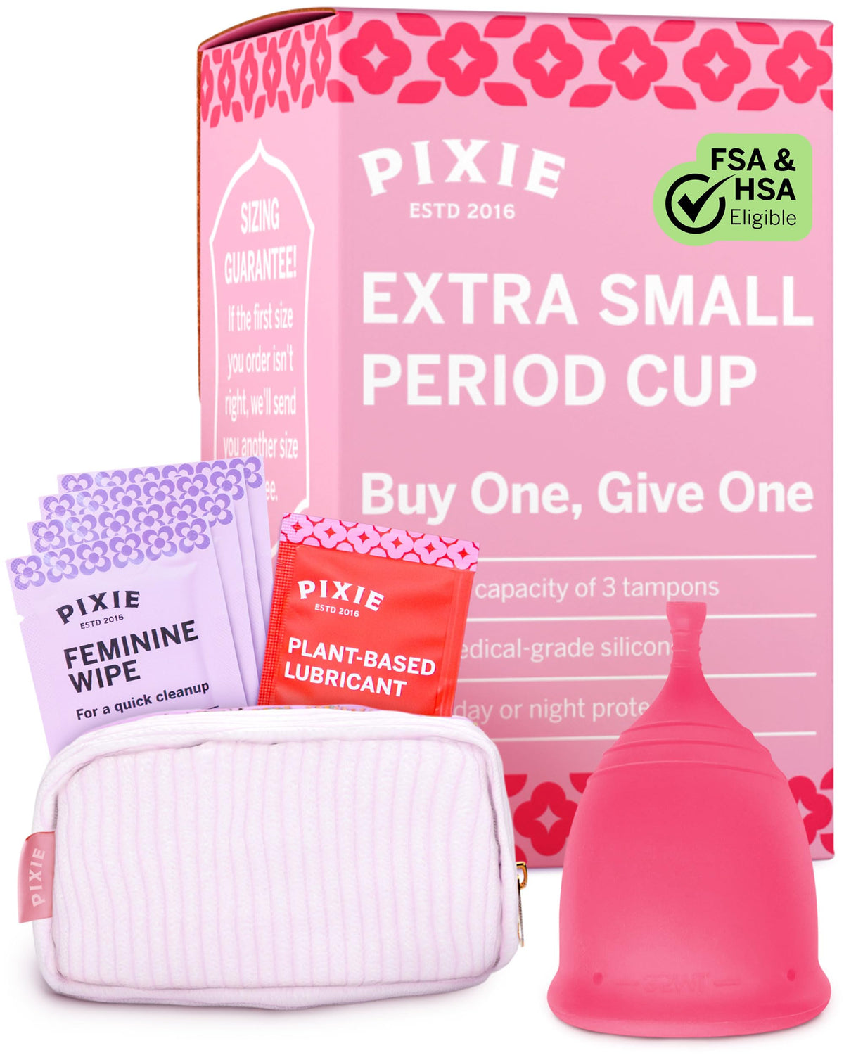Pixie Cup extrasmall demonstrates a compact, soft silicone shape for comfort