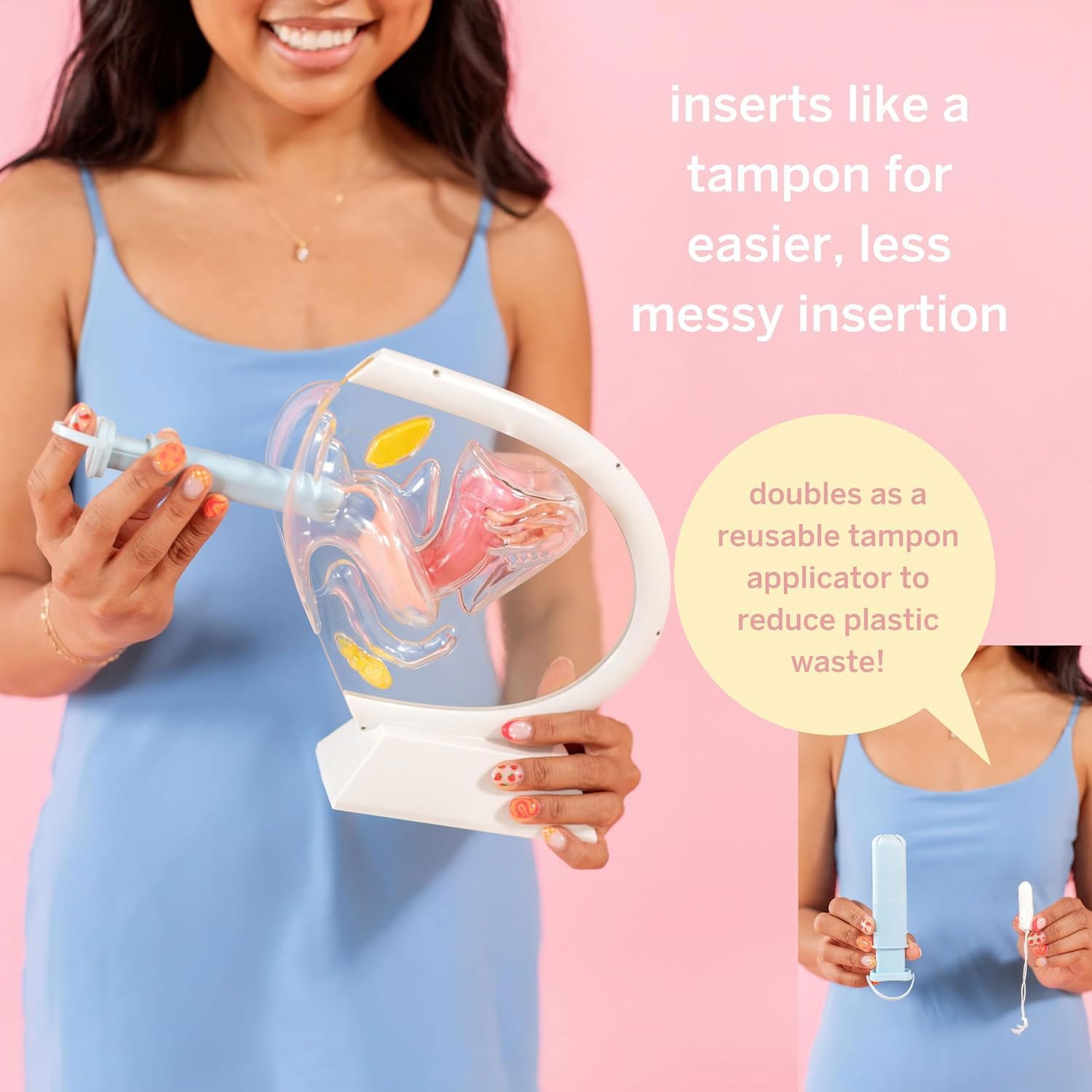 Pixie Cup disc applicator aids first-time users with confident placement.