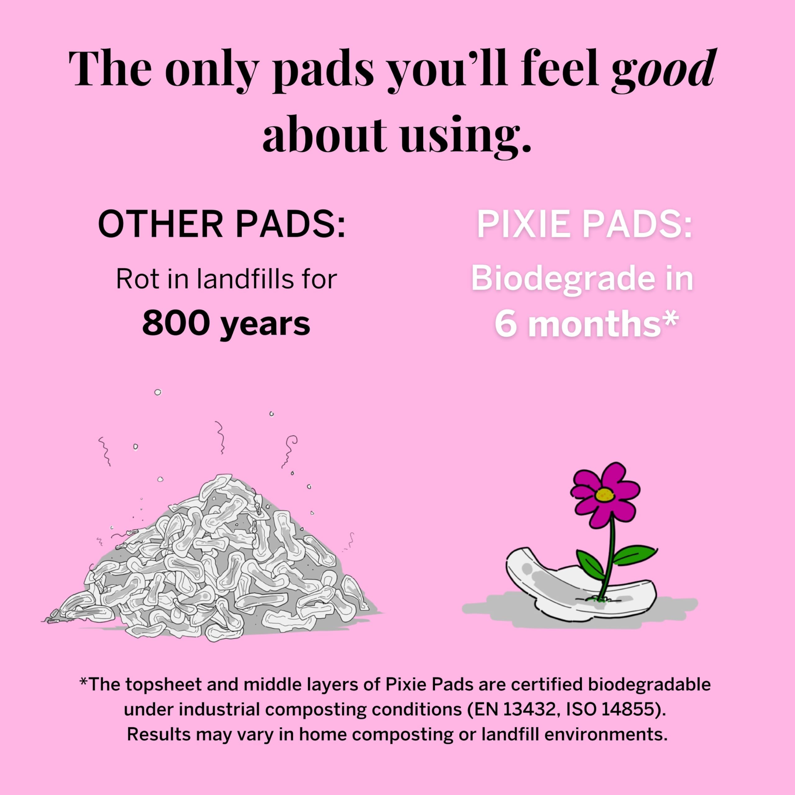 Pixie Cup hypoallergenic unscented pad gentle on sensitive skin.