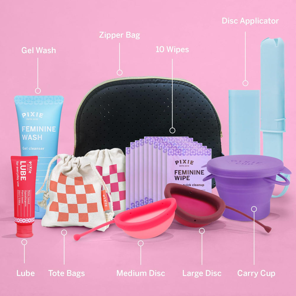 Pixie Cup large disc, designed for higher flow days and extended wear.
