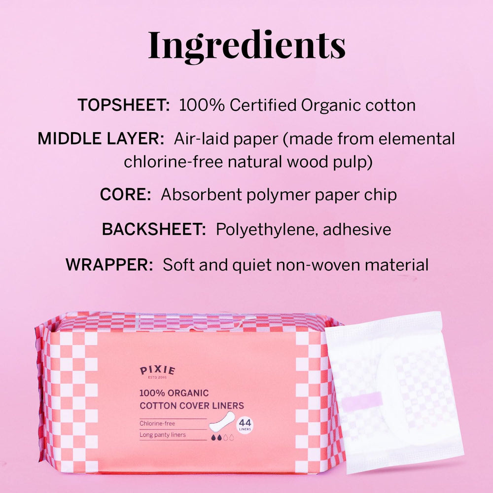 Pixie Cup long panty liner packaging is compostable and eco-friendly.