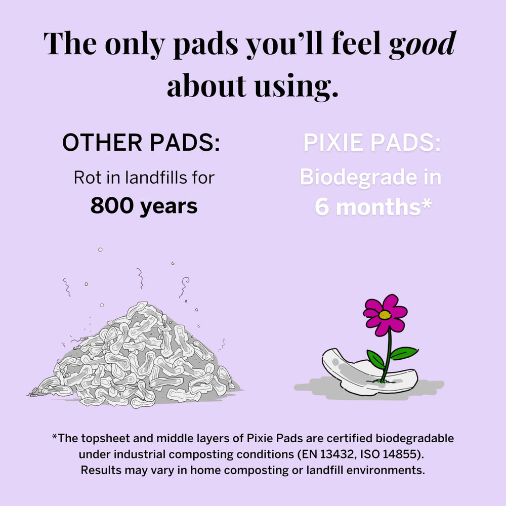 Pixie Cup pad surface features moisture-wicking texture for comfort.