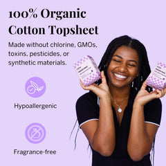 Close-up of Pixie Cup organic cotton cover on pads.