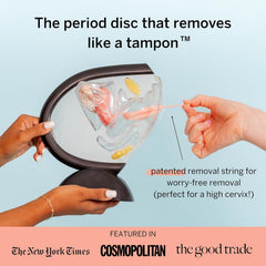 Pixie Cup menstrual disc in hand shows easy insertion and secure wear.