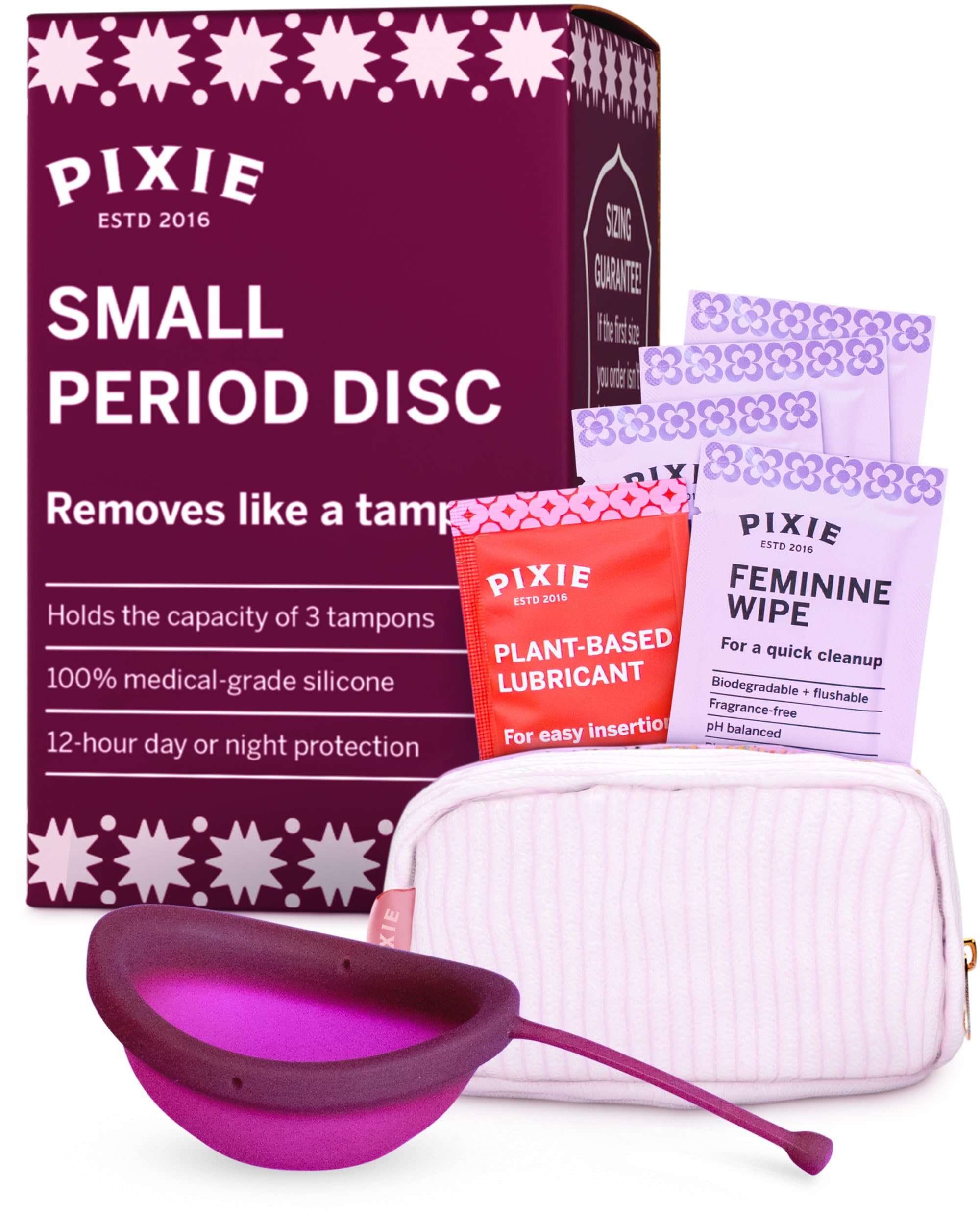Pixie Cup menstrual disc closeup shows premium silicone for comfortable wear.