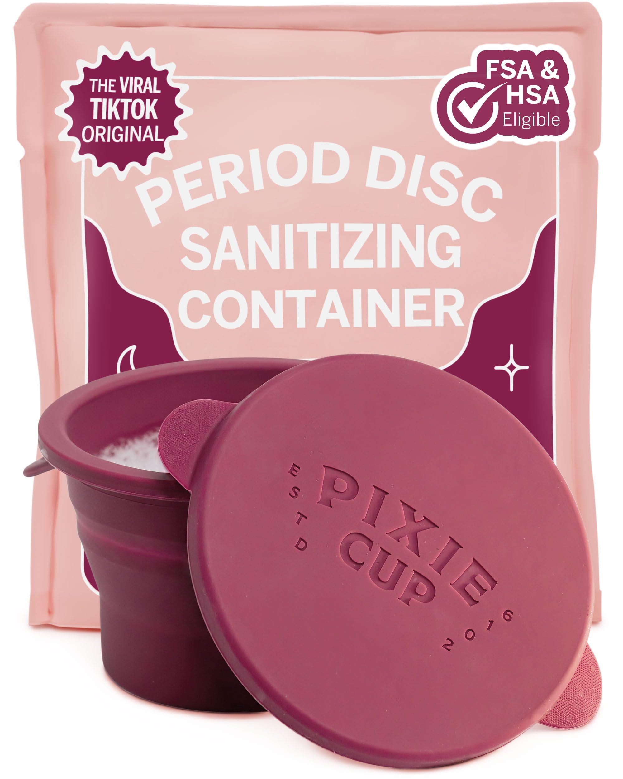 Pixie Cup sterilizing container closed, portable hygiene on the go.