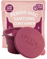 Pixie Cup sterilizing container closed, portable hygiene on the go.