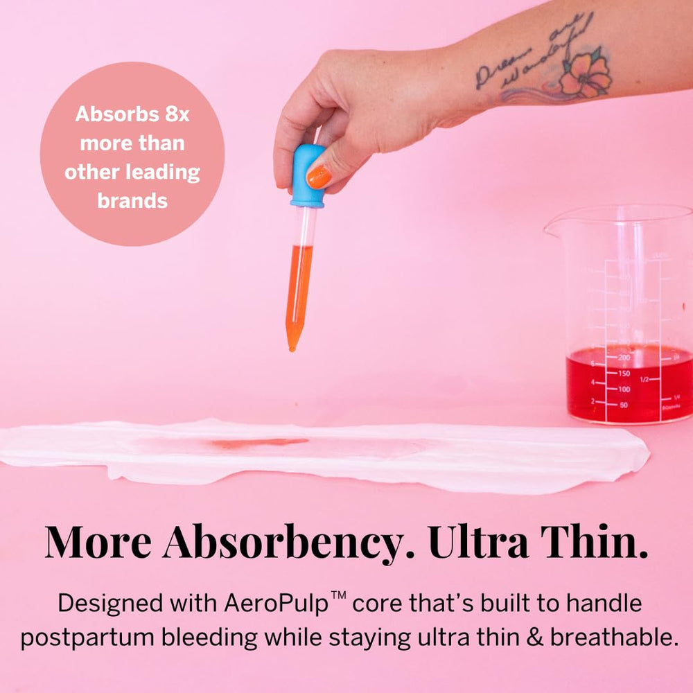 Ultra-thin Pixie Cup pad remains discreet while absorbing heavy flow.