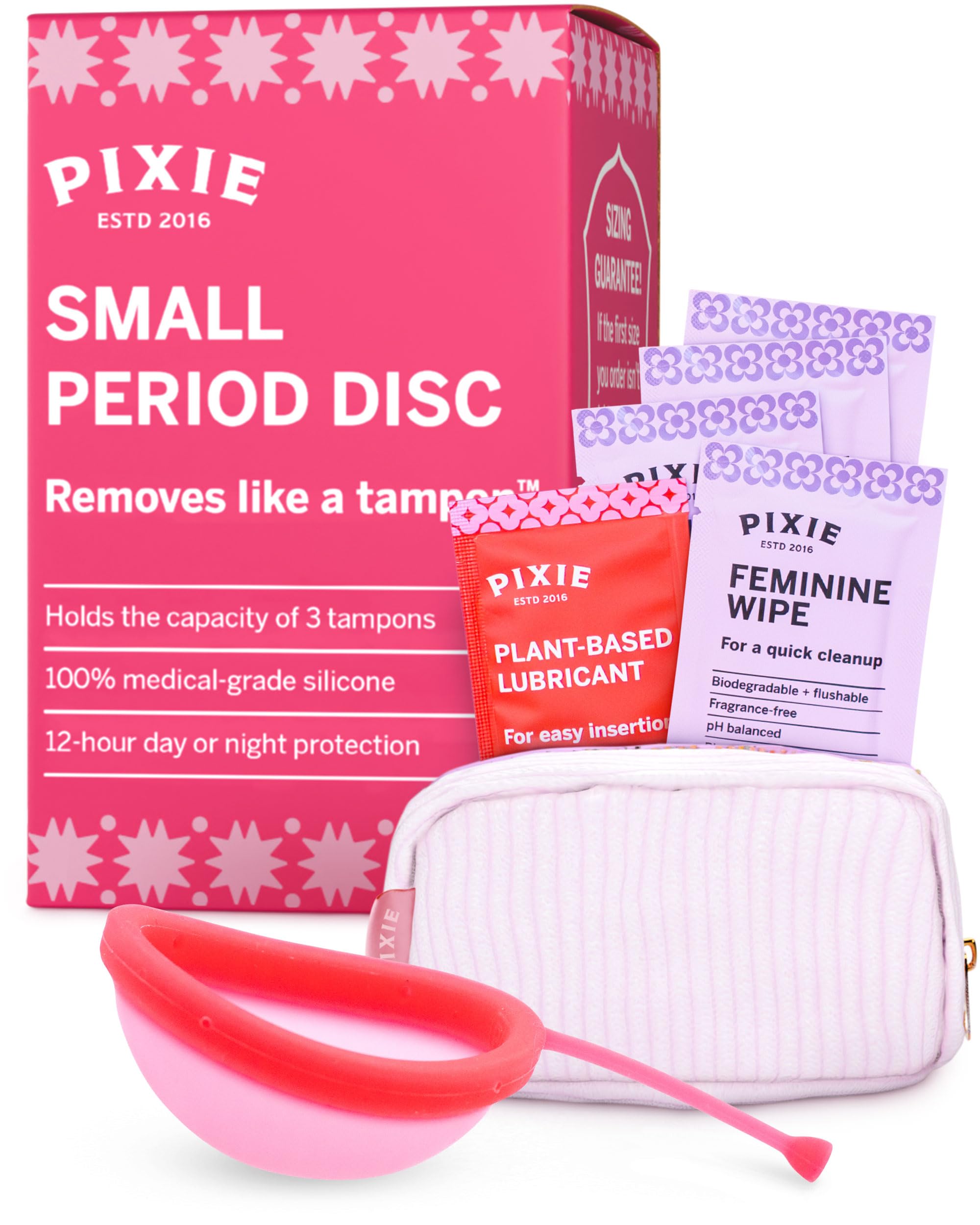 Pixie Disc inserted for comfortable period wear with secure seal.