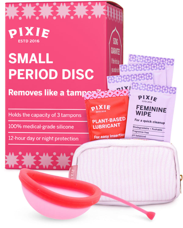 Pixie Disc inserted for comfortable period wear with secure seal.