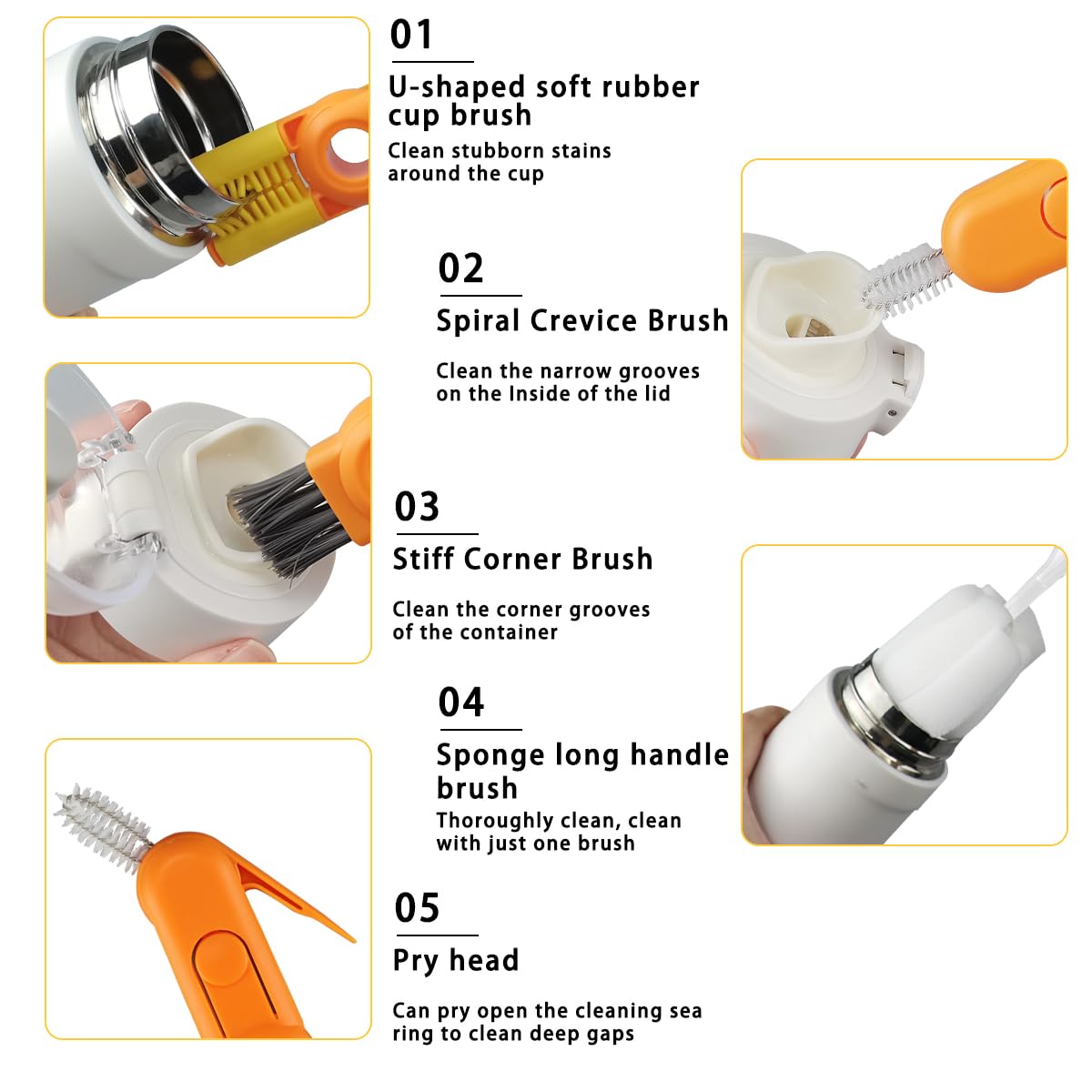 PJHAJH gum wire crevice brush cleans lid grooves