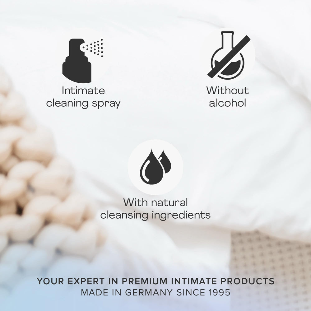 pjur med Clean Spray mist with fresh fragrance for daily use.