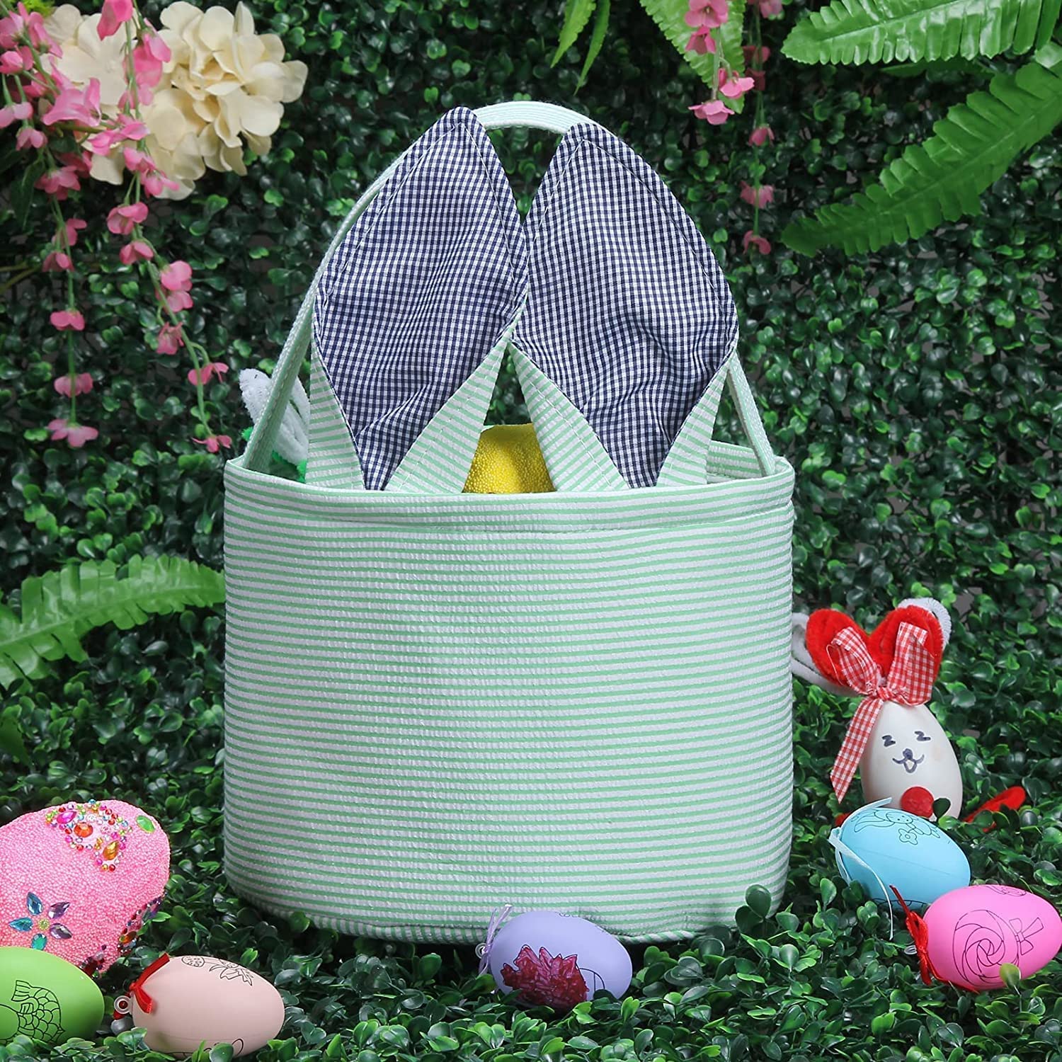 PKONEWNO mint Easter decor basket for celebrations and home storage.