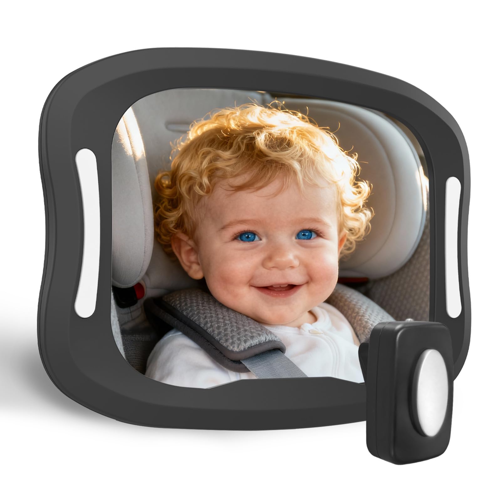 Plantureco Baby Car Mirror with LED light and remote for clear nighttime checks.