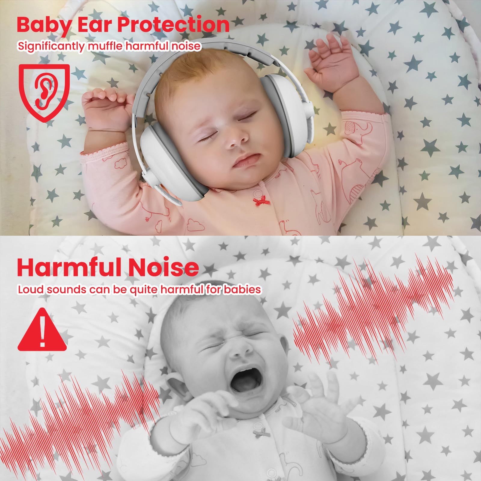 PLANTURECO Baby Headphones folded with carrying case for travel.