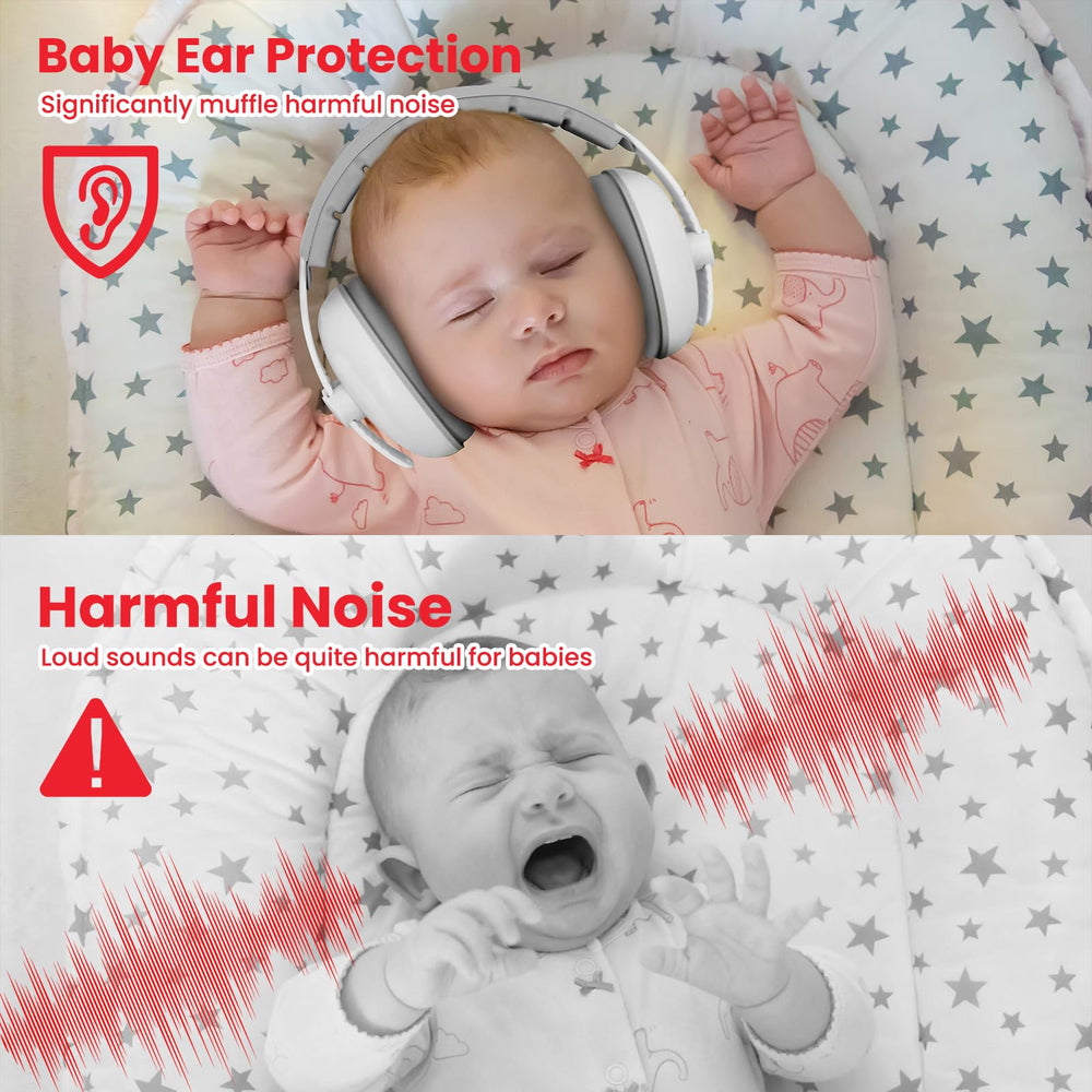 PLANTURECO Baby Headphones folded with carrying case for travel.