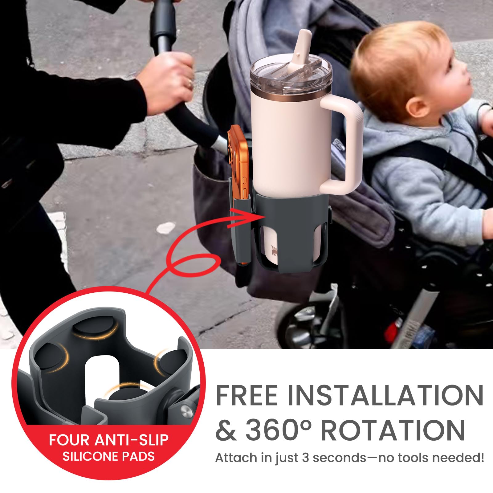 PLANTURECO clip-on cup holder design for quick installation