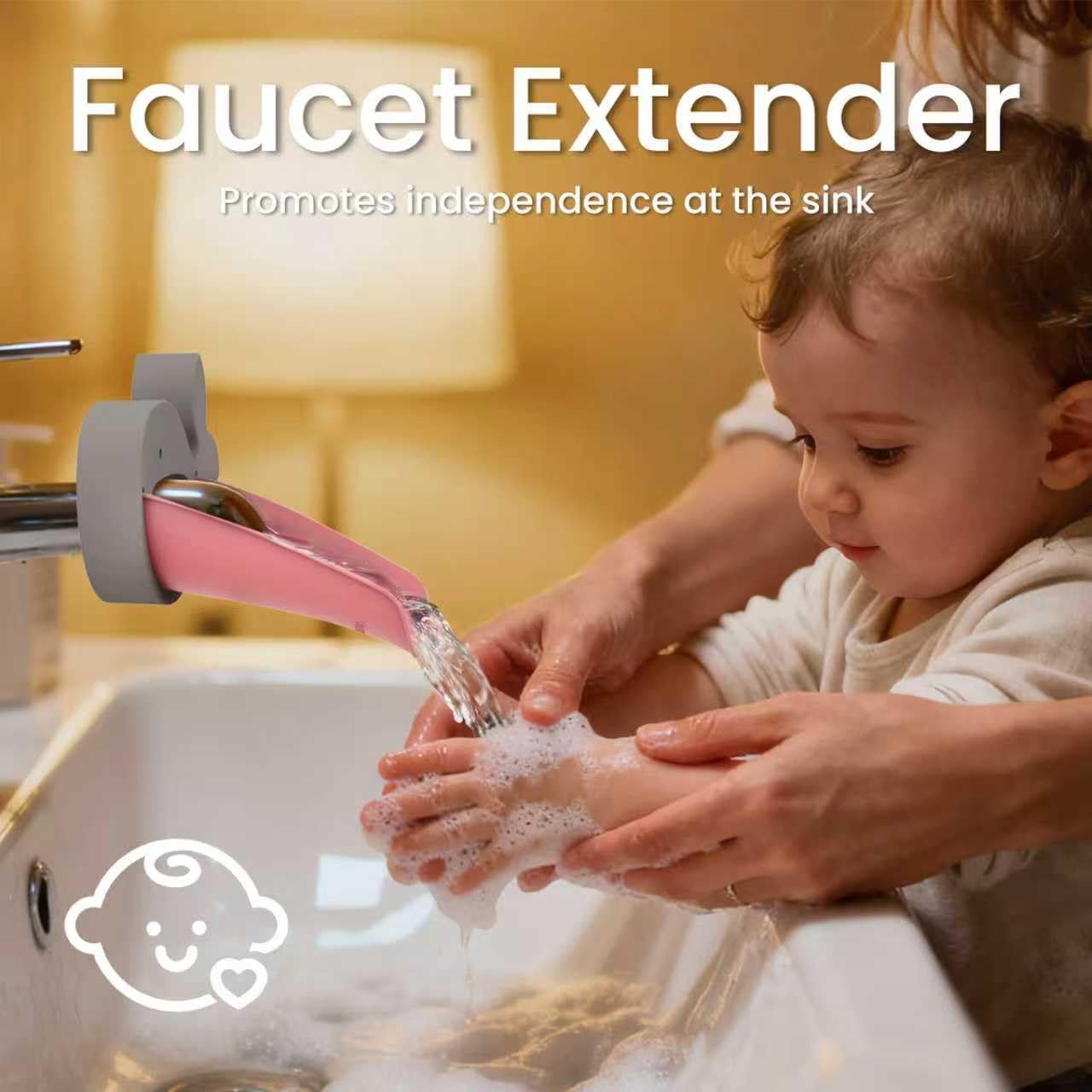Child washing hands with Plantureco extender promoting independence