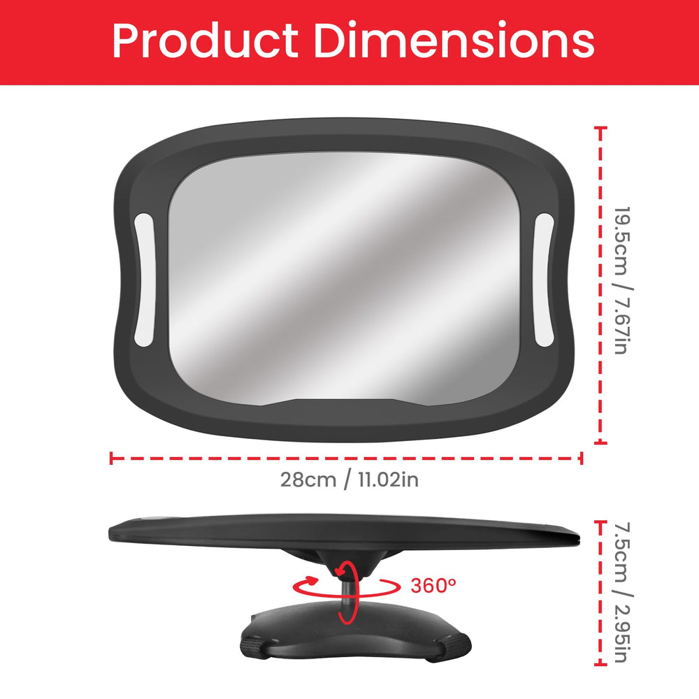 Plantureco Night Vision Mirror enables driver view of baby in the dark.
